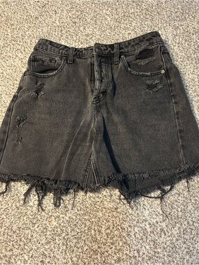 wild fable Black Distressed Frayed Denim Shorts